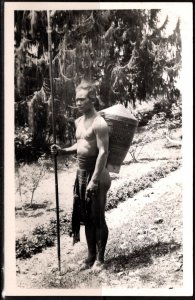 Vintage Vietnam R.P.P.C. Man From The Dalat Region Lang Biang Plateau