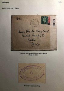 1940 Kilburn England Censored Cover To Warners Internment Camp In Seaton