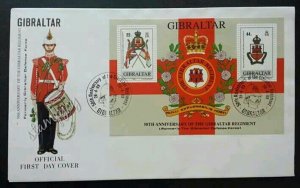 Gibraltar 50th Anniversary Of The Regiment 1989 (miniature FDC)