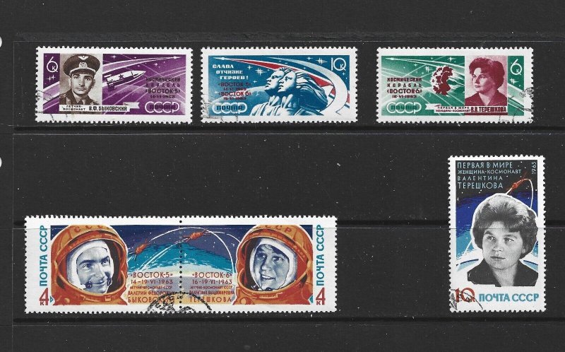 RUSSIA - 1963 SPACE FLIGHTS OF BYKOVSKI & TERESHKOVA - SCOTT 2748 TO 2753 - USED
