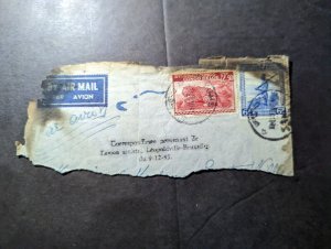 1945 Belgian Congo Airmail Crash Cover Leopoldville to Brussels Belgium