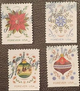 US Scott # 5941-5944; four used (73c) Holiday Joy from 2024; VF/XF; off paper