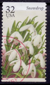 United States, 1996, Flora -Snowdrop, 32c, sc#3028, used