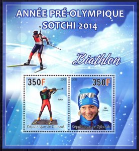 Djibouti 2013 Olympics Games Sochi 2014 (IX) Biathlon Sheet MNH