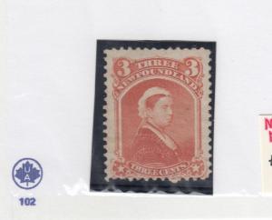 NEWFOUNDLAND 33 FVF-MLH 3cts QUEEN VICTORIA CAT VALUE $250