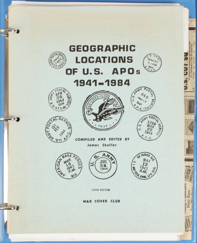 USA : Geographic locations of US Army POs 1941-84 compiled by J Shaffer.