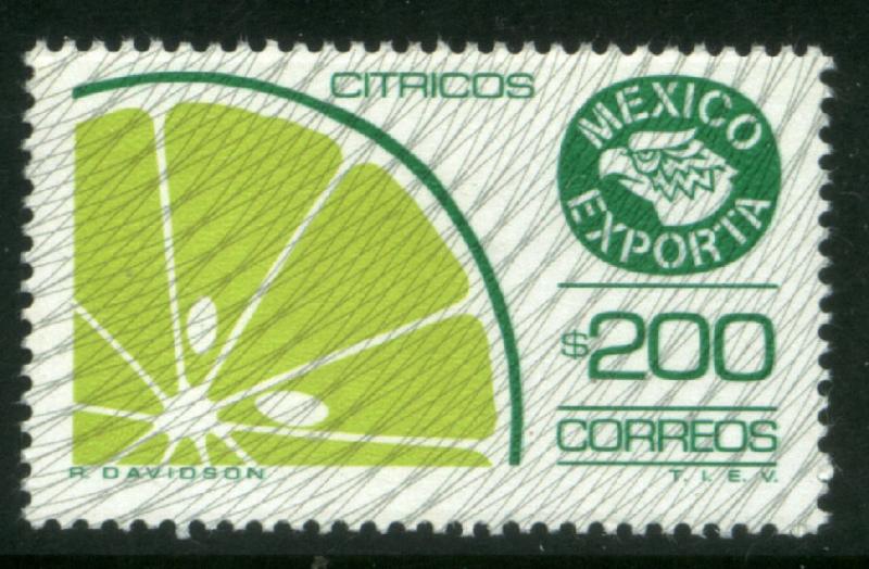 MEXICO Exporta 1135 $200P Citrus Fruits Fluor Paper 6 MNH VF