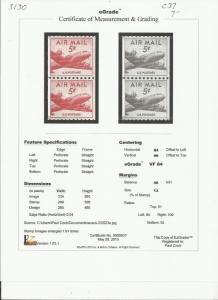 # C37 MINT NEVER HINGED pAIR DC-4 SKYMASTER VF+