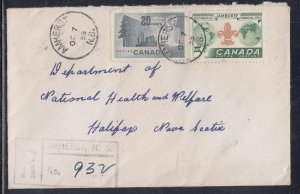 Canada - Oct 7 1955 Hfx & Campbellton RPO Cancel on Domestic Cover