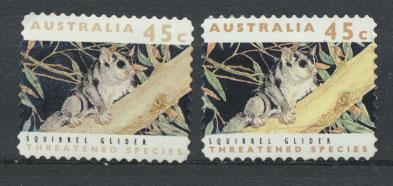 Australia SG 1328  Used pair different phosphors  perf 11½ Threatened Specie...