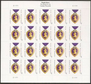Purple Heart Medal (2012) Sheet of 20 - Postage Stamps Scott 4704