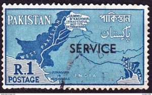 PAKISTAN 1961 QEII 1R Blue 'Service'SG065 USED