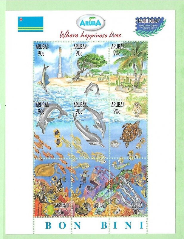 ARUBA Sc 150 NH MINISHEET of 1997 - SEA LIFE 