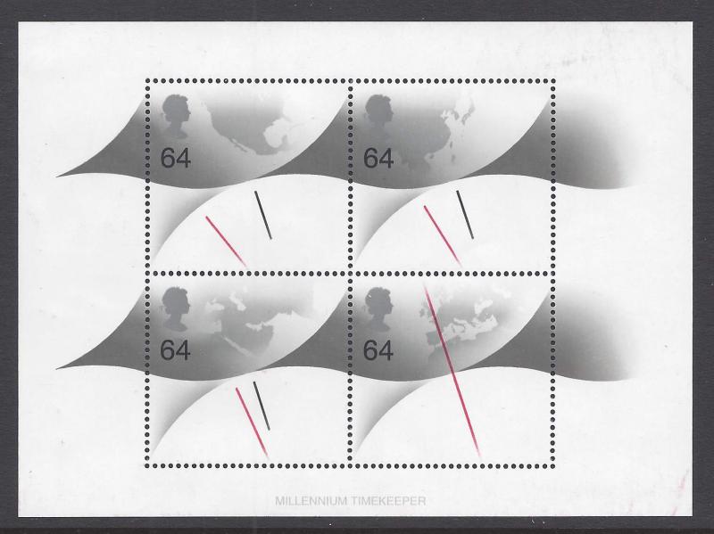 Great Britain 1889 Millenium Timekeeper Sheet of 4 64p 1999