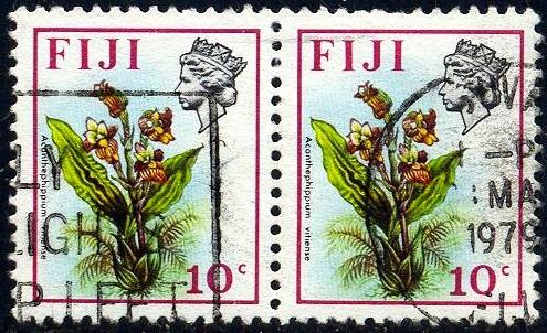 Flower, Fiji stamp SC#312 used, pair