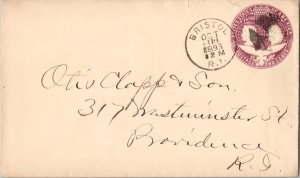 United States Rhode Island Bristol 1893 segmented cork  2c Columbian Envelope...