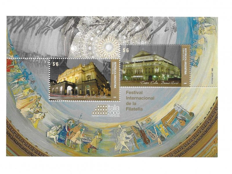 ARGENTINA 2009 PHILATELIC EXHIBITION ITALY 2009 THEATER COLON SCALA MILAN MNH