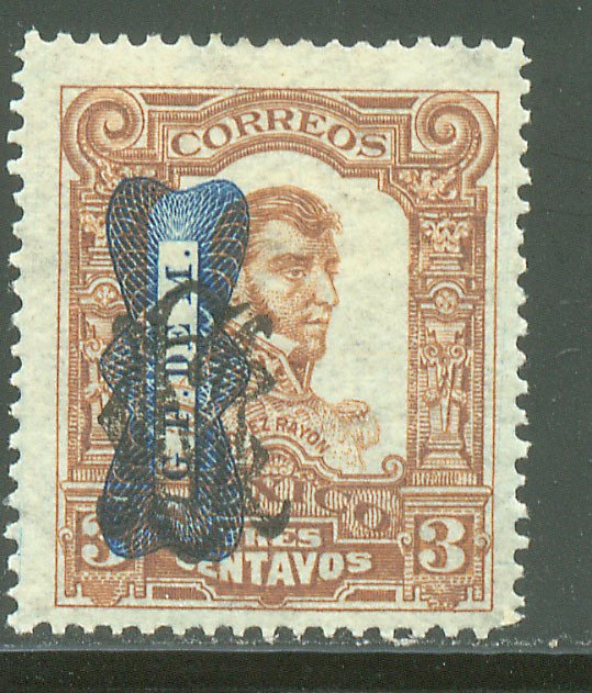 MEXICO 553, 3¢ CORBATA & VILLA MONOGRAM REVOLUT OVPT. UNUSED, H OG. VF.