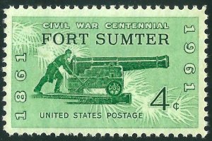 US Scott # 1178 Sea Coast Gun Of 1861  4 Cent Single (1961) MNH