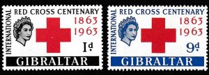 Gibraltar # 162-163, Red Cross Centennial, Mint NH, 1/2 Cat.