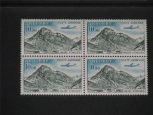 Andorra, French Administration Scott# C8 Block of 4, MNH