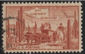 US 1028 (used) 3¢ Gadsden Purchase, copper brn (1953)