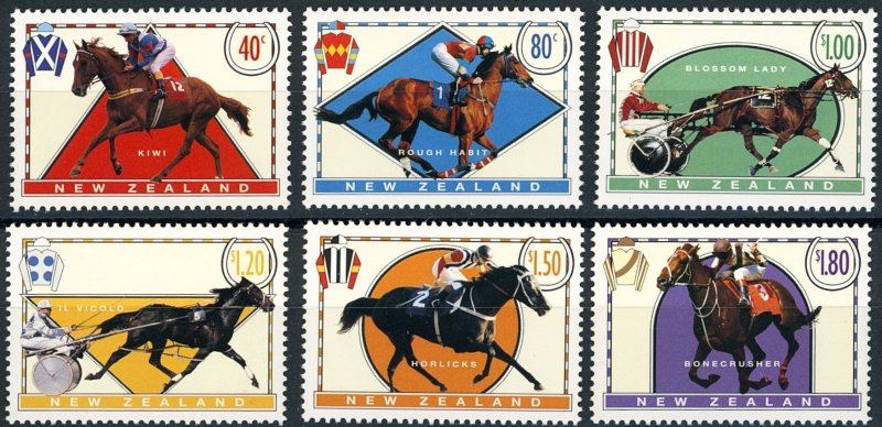 NEW ZEALAND Scott 1322-1327 VF/MNH 1996 Racehorse Issue - Post Office Fresh!