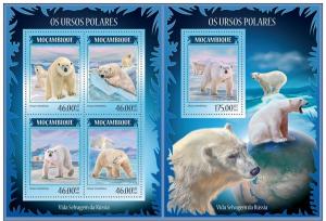 MOZAMBIQUE 2014 2 SHEETS m14213ab POLAR BEARS OURS WILDLIFE 