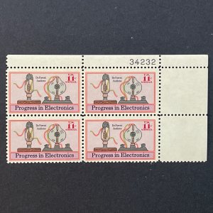 Scott # C86 Progress in Electronics 11-cent Airmail, MNH Plate Block of 4