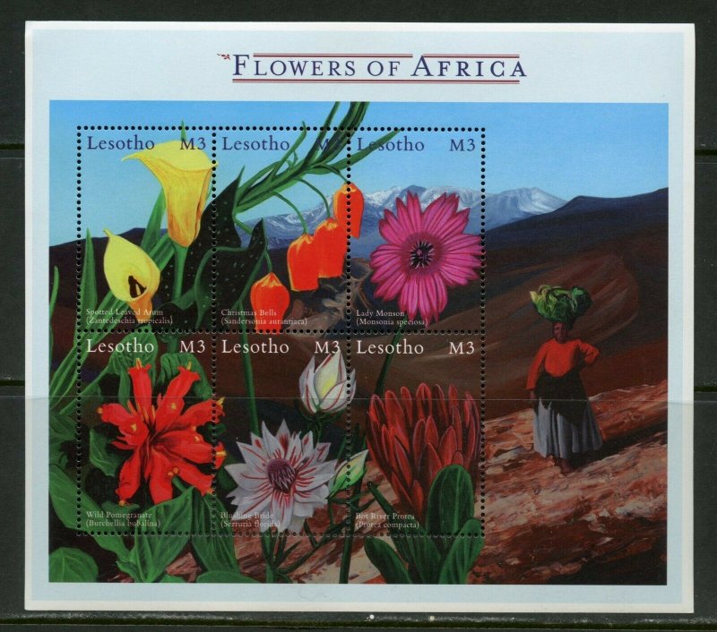 LESOTHO  FLOWERS SHEET II OF AFRICA MINT NH 