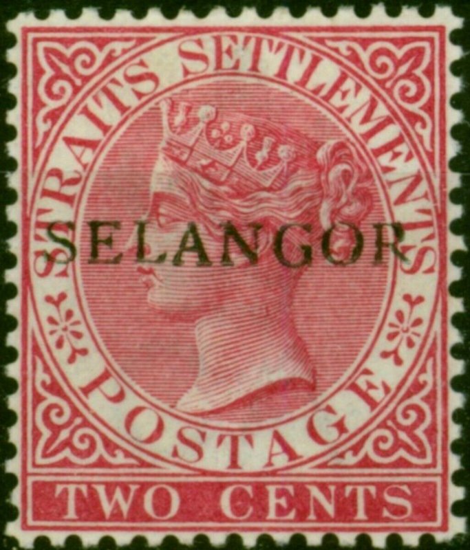 Selangor 1885 2c Bright Rose SG35b Type 28 V.F VLMM