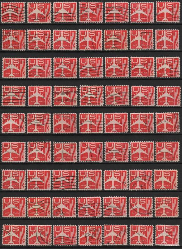 SC#C60 7¢ Silhouette of Jet: (1960) Lot of 63 Used Stamps