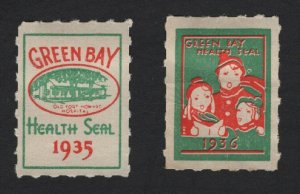 United States MINT 2 1935-36  GREEN BAY HEALTH SEALS  MH -  BARNEYS