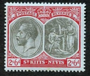 St Kitts-Nevis SG33 KGV 2/6 Grey and Red/Blue Wmk Crown CA M/M