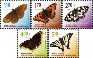 Bosnia and Herzegovina Srpska 2014 MNH Stamps Scott 489-493 Butterfly