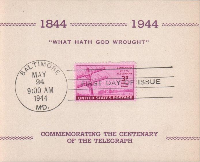 #924 Telegraph Centennial Bernet-Reid FDC