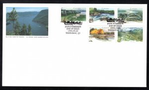 1511-1515, Scott, Cachet FDC, strip of 3 + pair, Heritage Rivers, Canada, 1994