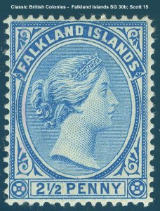 Falkland Islands Scott 15, SG 30b - LH