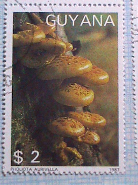 GUYANA COLORFUL MUSHROOM CTO, COMPLETE SET WITH SOUVENIR SHEET, RARE