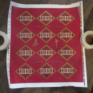 1998 Year of the Tiger Sc#  1708ai Uncut Press Sheet & OEM tube - MNH $50.00 CA