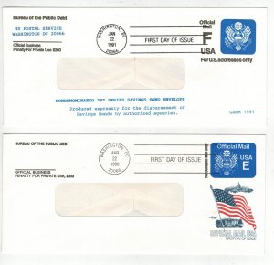 EAGLE OFFICIAL MAIL SET OF 2 CACHET FDCs UO83 SOCIAL SECURITY ENVELOPES 