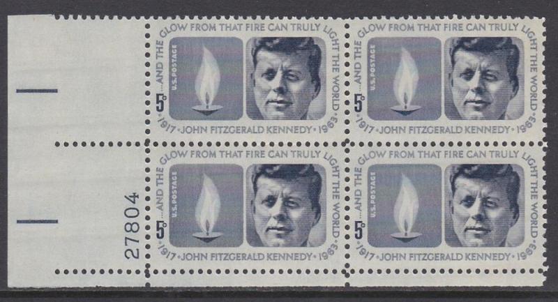 US 1246 Kennedy Memorial Plate Block MNH 