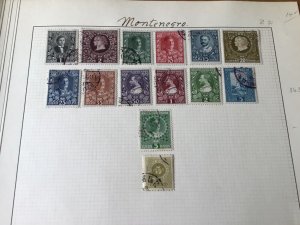 Montenegro early mounted mint or used stamps on album page A6562
