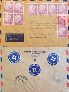 J) 1960 GERMANY, PRESIDENT THEODOR HESS, MULTIPLE STAMPS, AIRMAIL, CIRCULATED CO