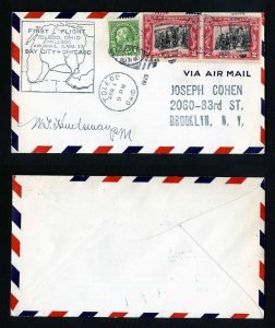 # 651 pair on CAM # 27 First Flight cover from Toledo, OH dated 4-1-1929