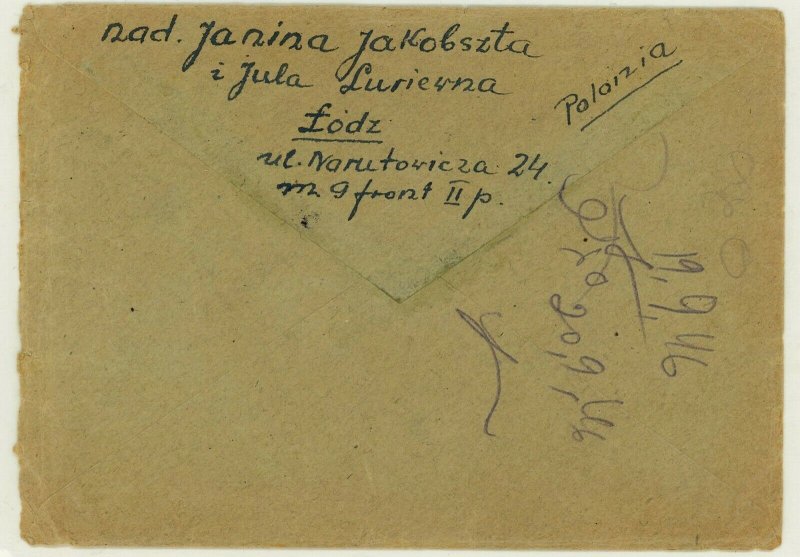 Poland to Tel-Aviv Palestine 1946 Airmail Cover Postage Reconstruction Tax Label