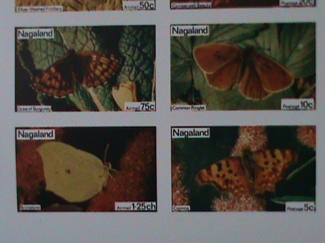 NAGALAND- BEAUTIFUL LOVELY BUTTERFLIES- IMPERF-MNH-SHEET-VERY FINE-EST $12