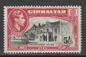 GIBRALTAR 1938 KGVI GOVERNMENT HOUSE 5/- PERF 14