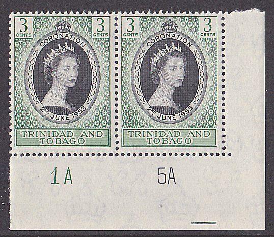 TRINIDAD 1953 Coronation plate pair MNH.....................................3277