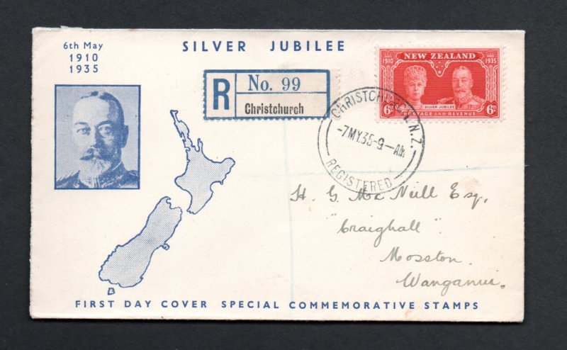 NEW ZEALAND 1935 JUBILEE 6d VALUE ON FDC